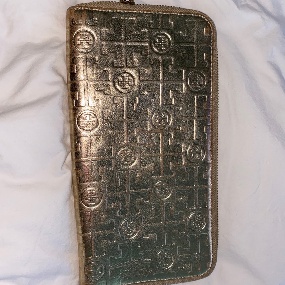 Tory Burch Gold Large Clutch/Wallet